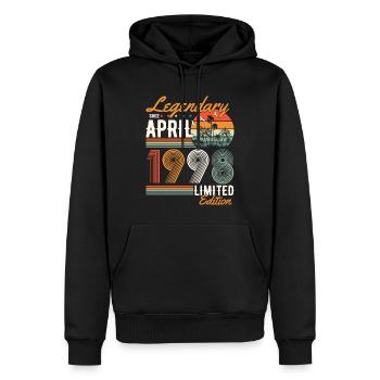 Légendaire depuis avril 1998 - Sweat à capuche Premium bio Homme - noir - Devant - Nico (187cm)