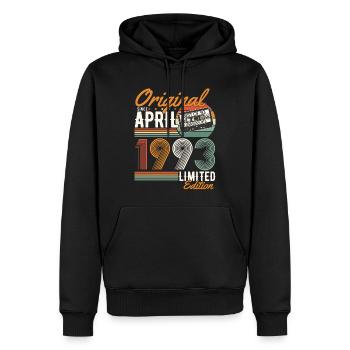 Original seit April 1993 - Männer Premium Bio Hoodie - Schwarz - Vorne - Nico (187cm)
