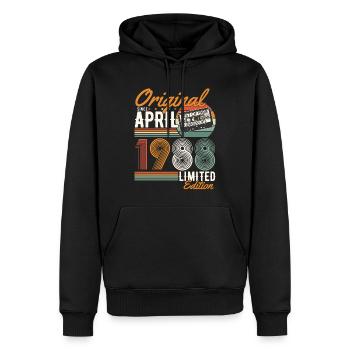 Original seit April 1988 - Männer Premium Bio Hoodie - Schwarz - Vorne - Nico (187cm)