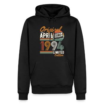 Original depuis avril 1994 - Sweat à capuche Premium bio Homme - noir - Devant - Nico (187cm)