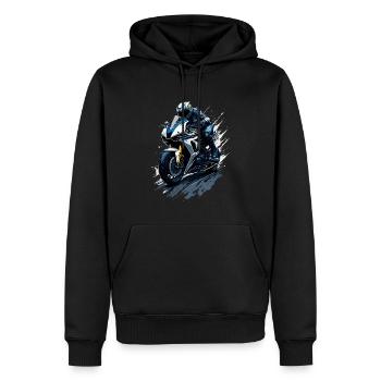Sportmotorrad-Illustration - Männer Premium Bio Hoodie - Schwarz - Vorne - Nico (187cm)