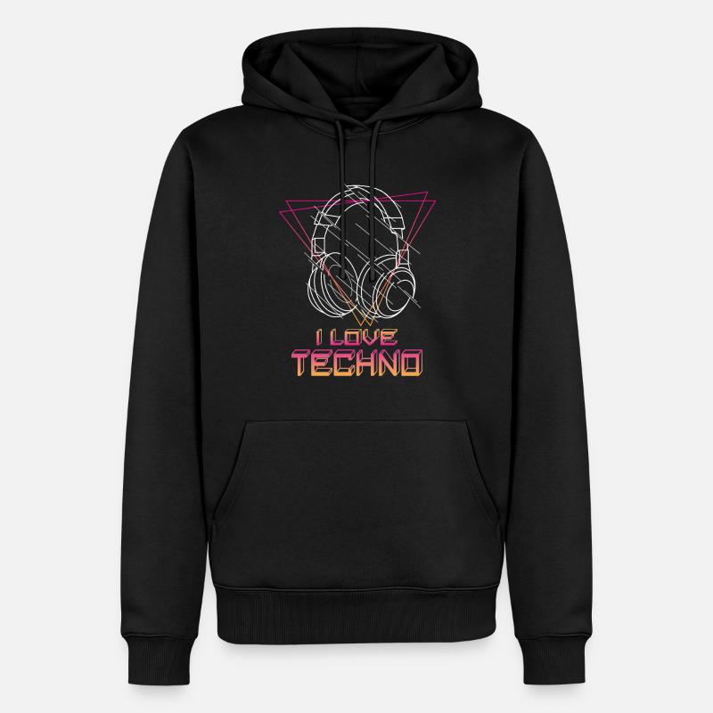 J’aime la techno - Sweat à capuche Premium bio Homme - noir