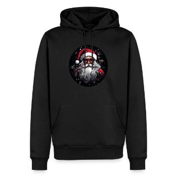 Père noël avec des lunettes - Sweat à capuche Premium bio Homme - noir - Devant - Nico (187cm)