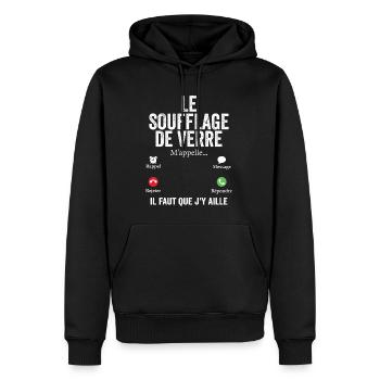 Le soufflage de verre M'appelle Humour Souffleur - Sweat à capuche Premium bio Homme - noir - Devant - Nico (187cm)