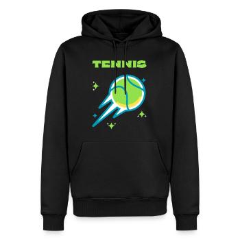 T-shirt Tennis , Cadeau joueur de tennis - Sweat à capuche Premium bio Homme - noir - Devant - Nico (187cm)