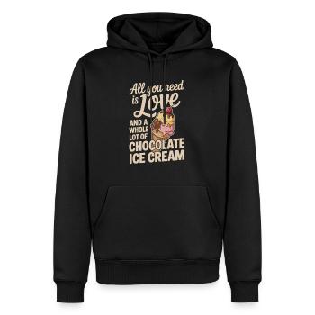 Eis macht glücklich – Liebe und Eis - Männer Premium Bio Hoodie - Schwarz - Vorne - Nico (187cm)