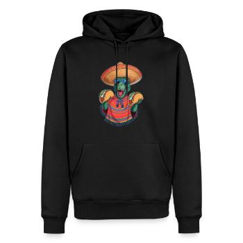 Taco Rex – C’est l’heure de la fiesta ! - Sweat à capuche Premium bio Homme - noir - Devant - Nico (187cm)