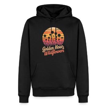 Wildblumen & Sonnenuntergang - Männer Premium Bio Hoodie - Schwarz - Vorne - Nico (187cm)