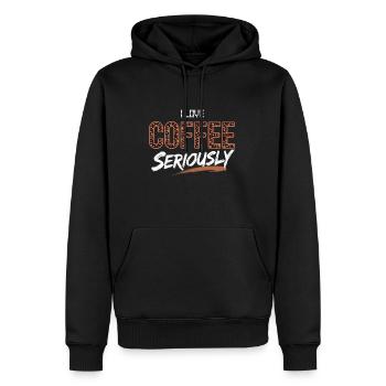 J’aime la chemise Coffee - Sweat à capuche Premium bio Homme - noir - Devant - Nico (187cm)