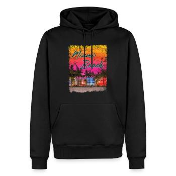 Miami Beach 80er Retro Vaporwave - Männer Premium Bio Hoodie - Schwarz - Vorne - Nico (187cm)