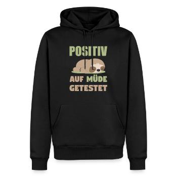 Positiv auf Müde Getestet Faultier - Männer Premium Bio Hoodie - Schwarz - Vorne - Nico (187cm)