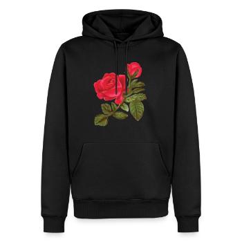 Rose Aquarelle peinte à la main - Sweat à capuche Premium bio Homme - noir - Devant - Nico (187cm)