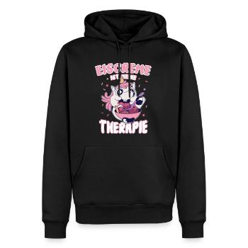 Eiscreme ist meine Therapie - Eiscreme Einhorn - Männer Premium Bio Hoodie - Schwarz - Vorne - Nico (187cm)