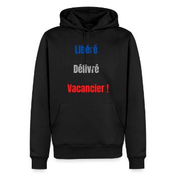 Libéré délivré vacancier - Sweat à capuche Premium bio Homme - noir - Devant - Nico (187cm)