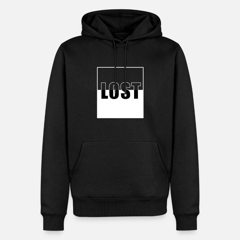 Lost blanc - Sweat à capuche Premium bio Homme - noir