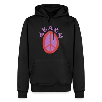peace sign thrifted design - Männer Premium Bio Hoodie - Schwarz - Vorne - Nico (187cm)