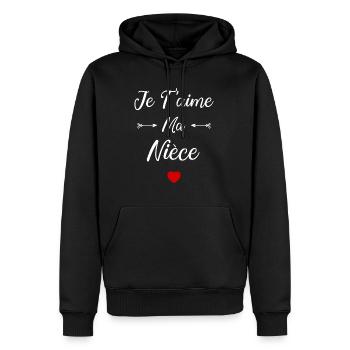 Je t'aime ma Nièce - Sweat à capuche Premium bio Homme - noir - Devant - Nico (187cm)