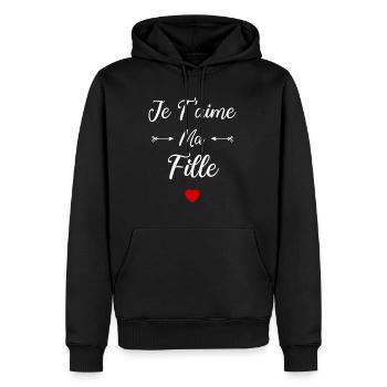 Je t'aime ma Fille - Sweat à capuche Premium bio Homme - noir - Devant - Nico (187cm)