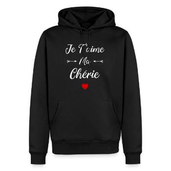 Je t'aime ma Chérie - Sweat à capuche Premium bio Homme - noir - Devant - Nico (187cm)