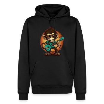 Affe Schimpanse spielt Acousitc Rock Gitarre - Männer Premium Bio Hoodie - Schwarz - Vorne - Nico (187cm)