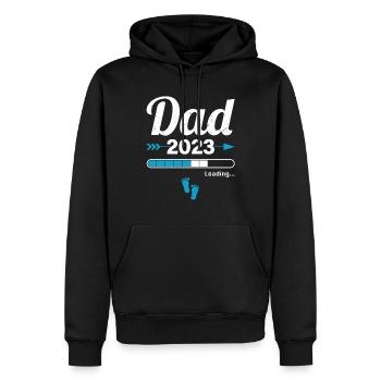 Papa Chargement 2023 Père Grossesse Naissance Bébé Papa - Sweat à capuche Premium bio Homme - noir - Devant - Nico (187cm)
