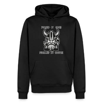 Coffee-Fuelled Viking Warrior - UK Edition - Men’s Premium Organic Hoodie - black - Front - Nico (187cm)