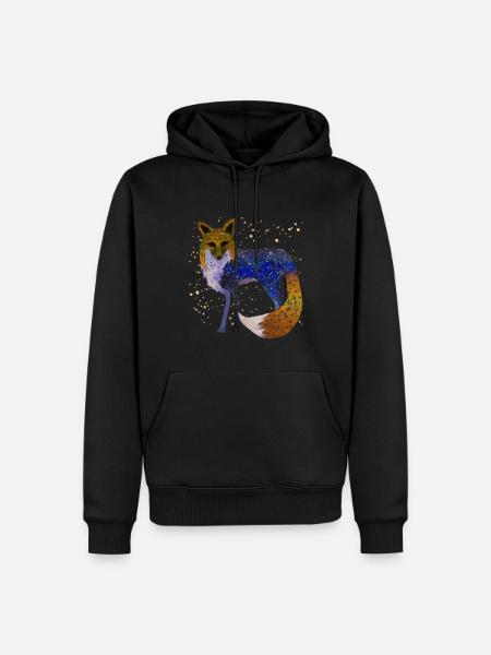 Fuchs bei Nacht - Männer Premium Bio Hoodie - Schwarz