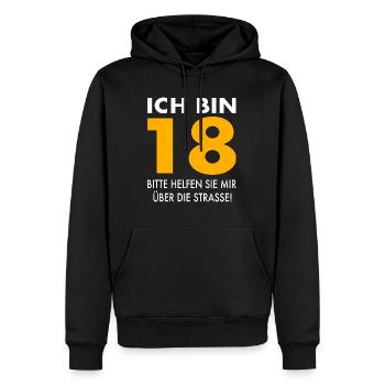 18. Geburtstag Geschenkidee 18 Jahre - Männer Premium Bio Hoodie - Schwarz - Vorne - Nico (187cm)