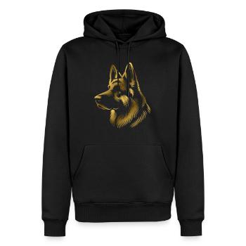 German Shepherd head gold - Men’s Premium Organic Hoodie - black - Front - Nico (187cm)