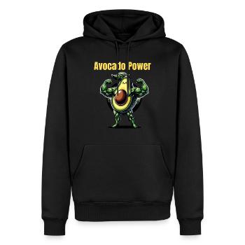 Avocado Power - Männer Premium Bio Hoodie - Schwarz - Vorne - Nico (187cm)