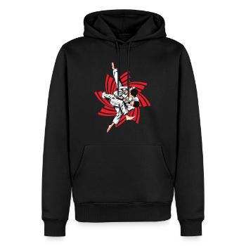 prise de judo rouge - Sweat à capuche Premium bio Homme - noir - Devant - Nico (187cm)