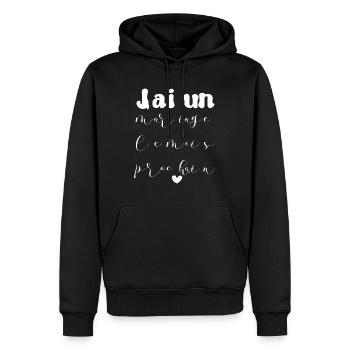 J ai un mariage le mois prochain - Sweat à capuche Premium bio Homme - noir - Devant - Nico (187cm)