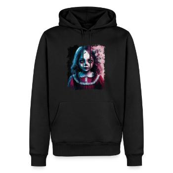 Mignonne fille Halloween effrayant sourire puzzle - Sweat à capuche Premium bio Homme - noir - Devant - Nico (187cm)
