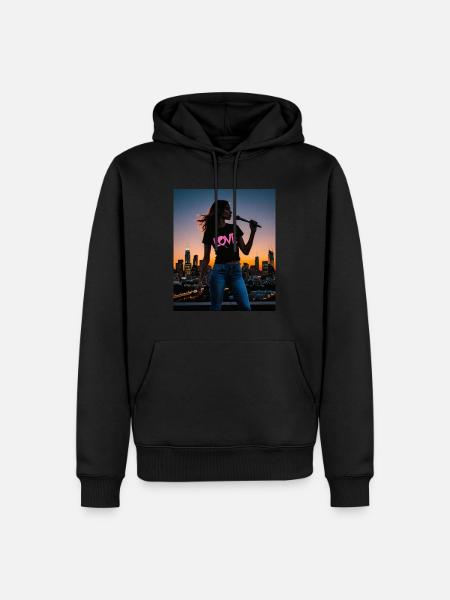 Women - Herre Premium økologisk hoodie - sort