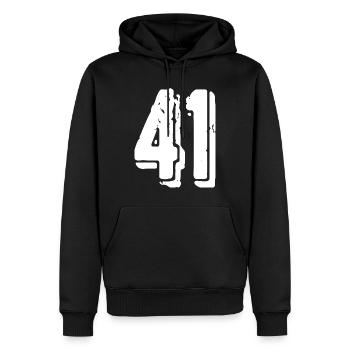 Maillot à 41 numéros - Sweat à capuche Premium bio Homme - noir - Devant - Nico (187cm)