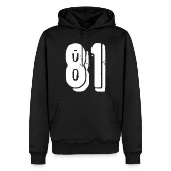 81 Zahl Trikot - Männer Premium Bio Hoodie - Schwarz - Vorne - Nico (187cm)