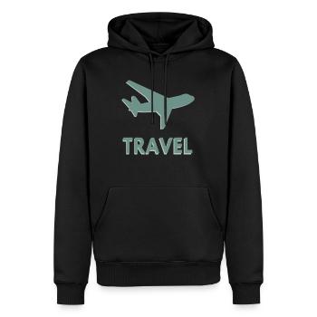 Reise - Männer Premium Bio Hoodie - Schwarz - Vorne - Nico (187cm)