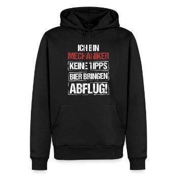 Ich bin Mechaniker - Bier bringen und Abflug - Männer Premium Bio Hoodie - Schwarz - Vorne - Nico (187cm)
