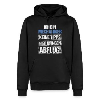 Je suis mécanicien - apportez de la bière et partez - Sweat à capuche Premium bio Homme - noir - Devant - Nico (187cm)