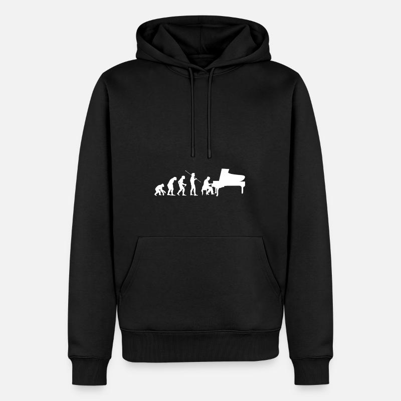 Pianiste Evolution drôle - Sweat à capuche Premium bio Homme - noir