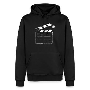 Filmklappe weiß - Männer Premium Bio Hoodie - Schwarz - Vorne - Nico (187cm)