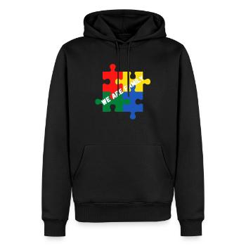 We are family. Nous sommes une famille - Sweat à capuche Premium bio Homme - noir - Devant - Nico (187cm)
