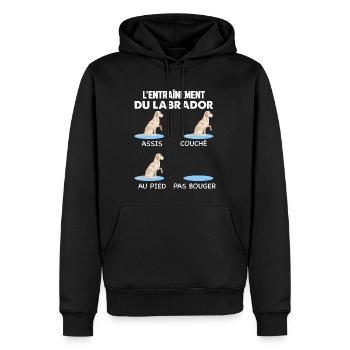 L'Entrainement du Labrador Idée Cadeau Chien - Sweat à capuche Premium bio Homme - noir - Devant - Nico (187cm)
