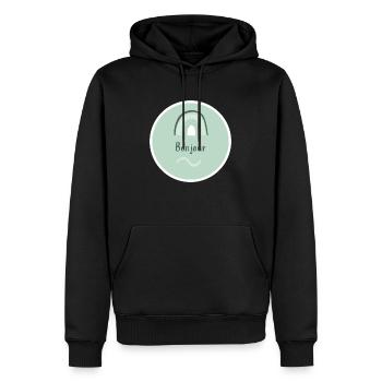Bonjour - Männer Premium Bio Hoodie - Schwarz - Vorne - Nico (187cm)