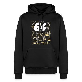 64 Balais Anniversaire Cadeau Homme Ou Femme - Sweat à capuche Premium bio Homme - noir - Devant - Nico (187cm)