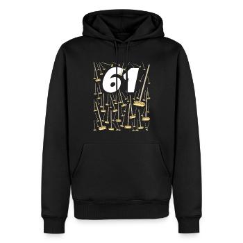 61 balais anniversaire humour homme ou femme - Sweat à capuche Premium bio Homme - noir - Devant - Nico (187cm)