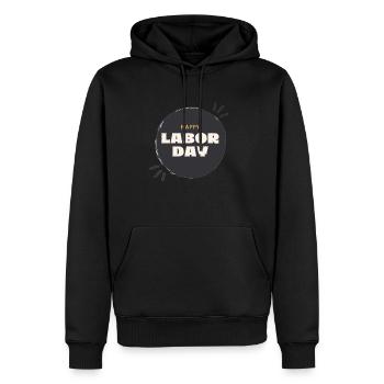 Le travail - Sweat à capuche Premium bio Homme - noir - Devant - Nico (187cm)