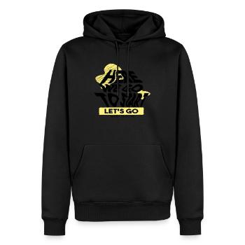 LET'S GO - Sweat à capuche Premium bio Homme - noir - Devant - Nico (187cm)