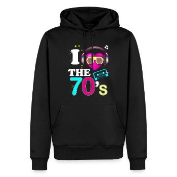 Vintage Années 70 Cassette Et Musique Rétro - Sweat à capuche Premium bio Homme - noir - Devant - Nico (187cm)