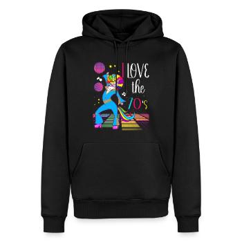 Einhorn Fantasy Jahr 70 Retro Vintage Humor - Männer Premium Bio Hoodie - Schwarz - Vorne - Nico (187cm)